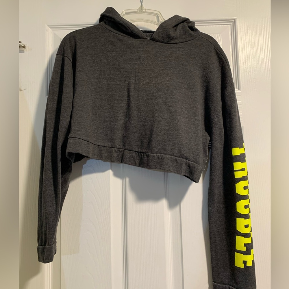 XL Flirtitude Active grey trouble cropped hoodie